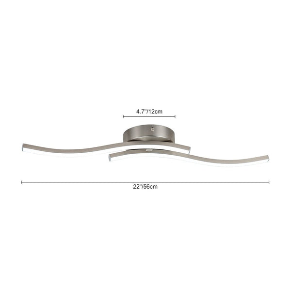 Chandelierias-Modern 2-Light Dimmable Wavy LED Semi-Flush Mount-Semi Flush-Black-