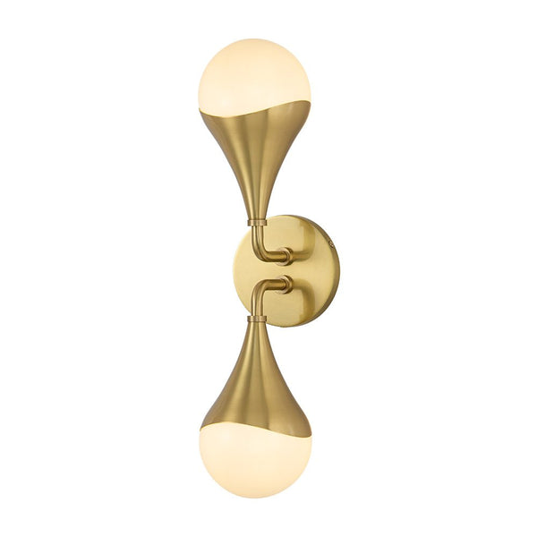 Chandelierias-Modern 2-Light Teardrop Brass Bathroom Vanity Light-Wall Light-Brass-