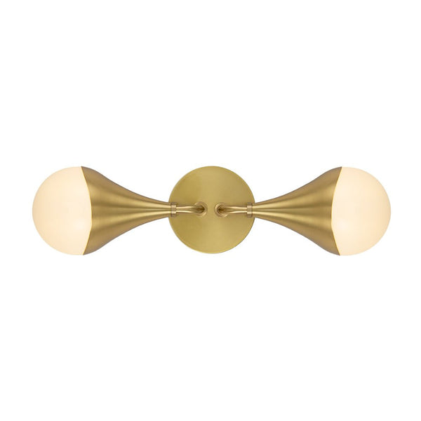 Chandelierias-Modern 2-Light Teardrop Brass Bathroom Vanity Light-Wall Light-Brass-