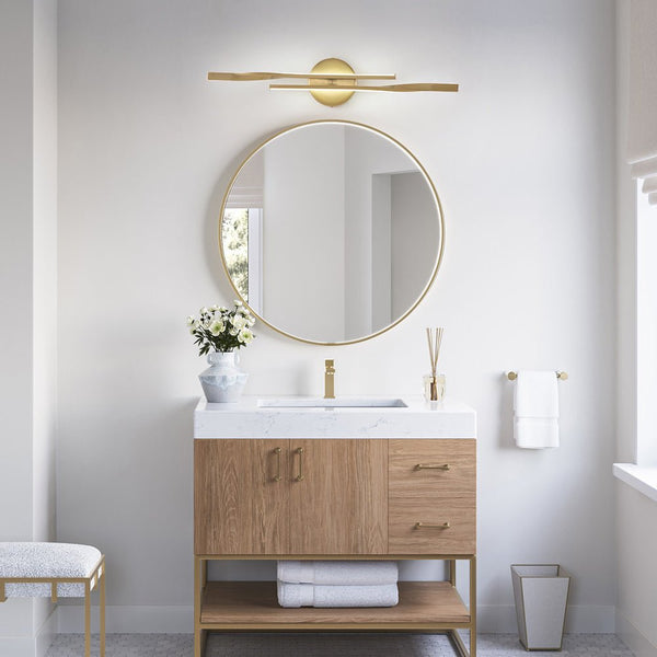 Chandelierias-Modern 2-Light Twist Dimmable LED Vanity Light-Wall Light-Gold-24 in.