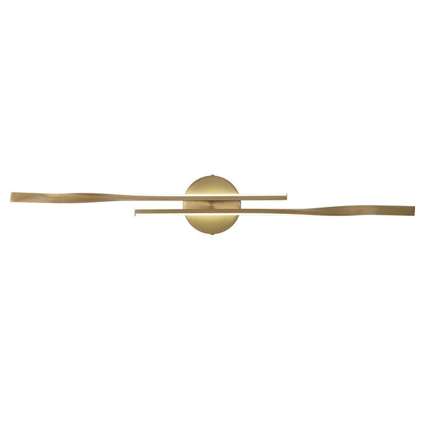 Chandelierias-Modern 2-Light Twist Dimmable LED Vanity Light-Wall Light-Gold-24 in.