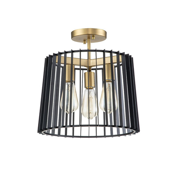 Chandelierias-Modern 3-Light Drum Semi-Flush Mount Ceiling Light-Flush Mount--