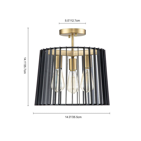Chandelierias-Modern 3-Light Drum Semi-Flush Mount Ceiling Light-Flush Mount--