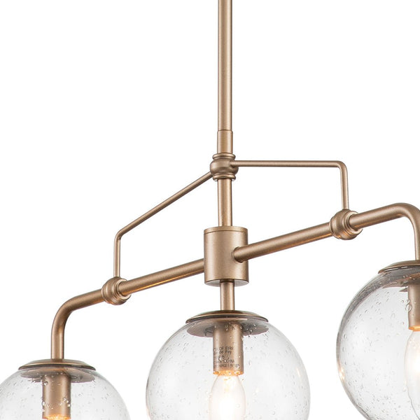 Chandelierias-Modern 3-Light Glass Globe Linear Chandelier-Chandelier--