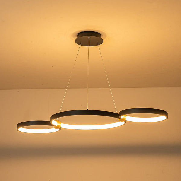 Chandelierias-Modern 3-Rings LED Dimmable Linear Chandelier-Chandelier-Black (Pre-order)-