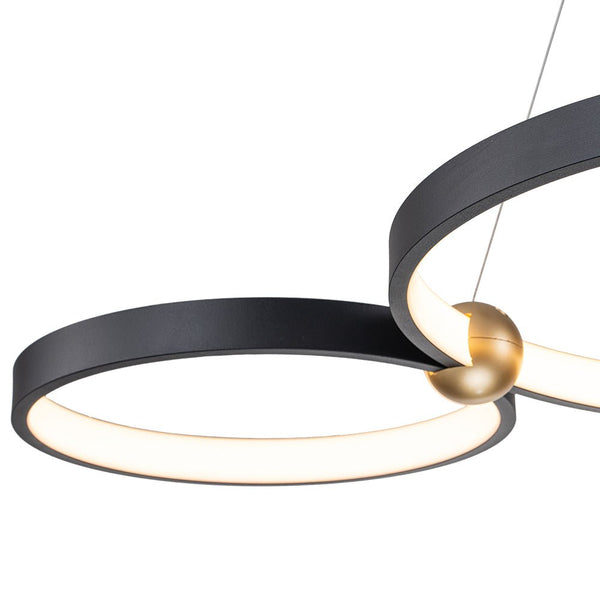 Chandelierias-Modern 3-Rings LED Dimmable Linear Chandelier-Chandelier-Black (Pre-order)-