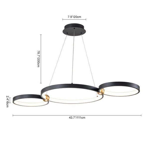 Chandelierias-Modern 3-Rings LED Dimmable Linear Chandelier-Chandelier-Black (Pre-order)-