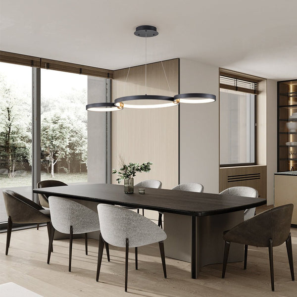 Chandelierias-Modern 3-Rings LED Dimmable Linear Chandelier-Chandelier-Black (Pre-order)-