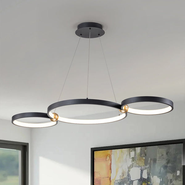 Chandelierias-Modern 3-Rings LED Dimmable Linear Chandelier-Chandelier-Black (Pre-order)-