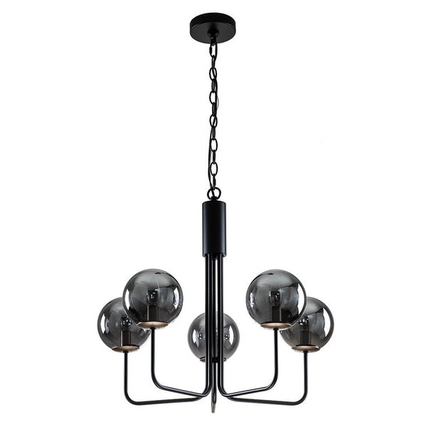 Chandelierias-Modern 5-Light Hand-blown Glass Bent Rod Chandelier-Chandeliers-Black-5 Bulbs