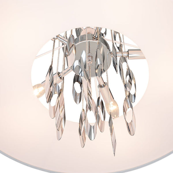Chandelierias-Modern 5-Light Stainless Steel Accents Drum Pendant-Pendant-Chrome-