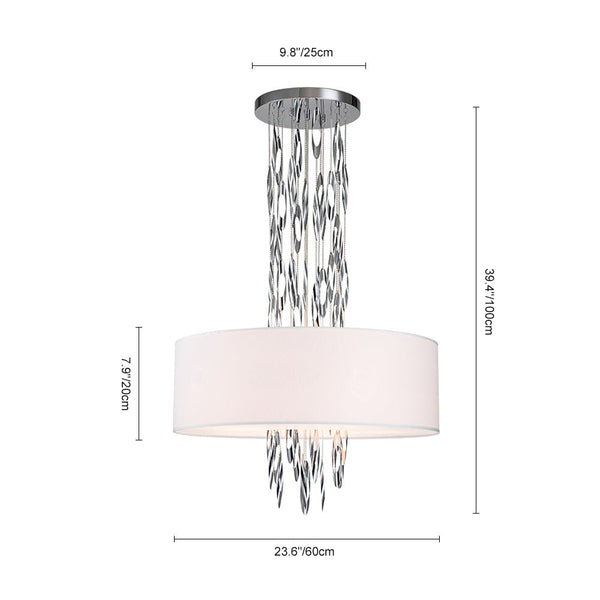 Chandelierias-Modern 5-Light Stainless Steel Accents Drum Pendant-Pendant-Chrome-