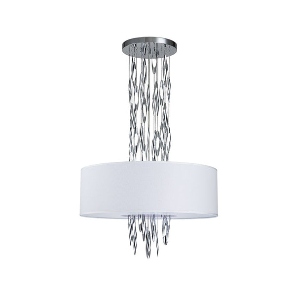 Chandelierias-Modern 5-Light Stainless Steel Accents Drum Pendant-Pendant-Chrome-
