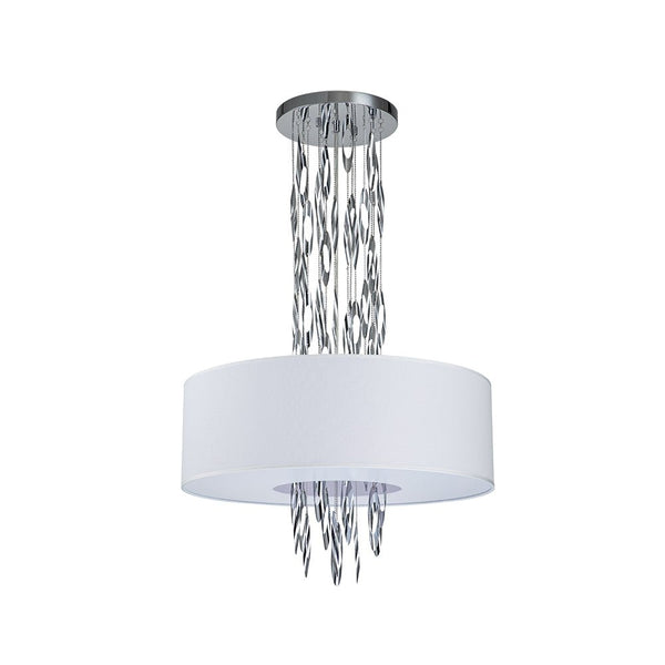 Chandelierias-Modern 5-Light Stainless Steel Accents Drum Pendant-Pendant-Chrome-