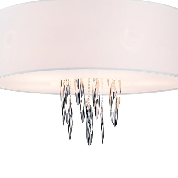 Chandelierias-Modern 5-Light Stainless Steel Accents Drum Pendant-Pendant-Chrome-