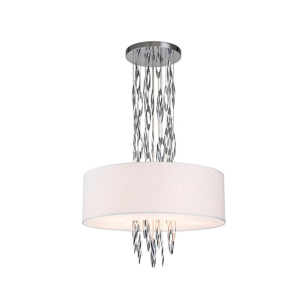 Chandelierias-Modern 5-Light Stainless Steel Accents Drum Pendant-Pendant-Chrome-