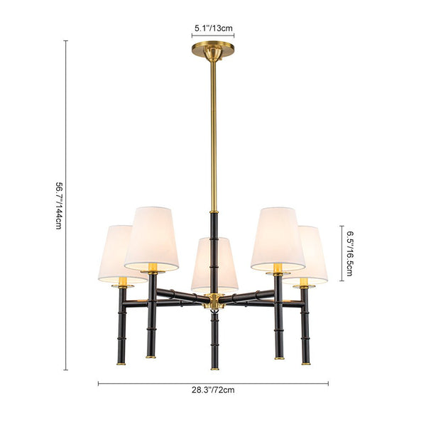 Chandelierias-Modern 6-Light Cone Brass & Black Sculptural Chandelier-Chandeliers-Brass & Black-