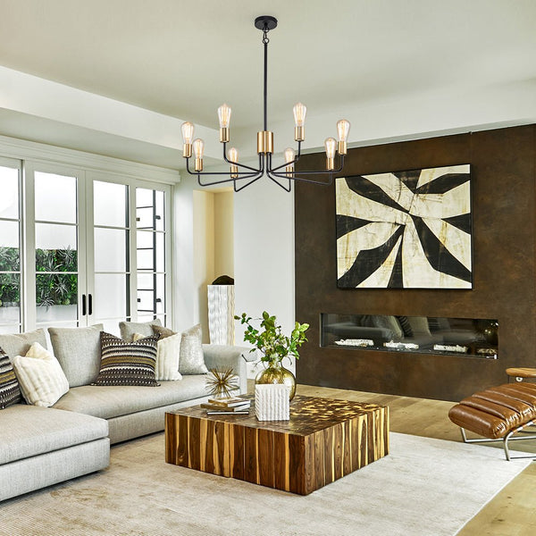 Chandelierias-Modern 8-Light Black & Gold Sputnik Chandelier-Chandeliers--