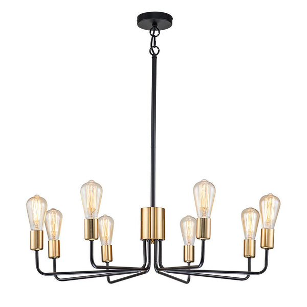 Chandelierias-Modern 8-Light Black & Gold Sputnik Chandelier-Chandeliers--