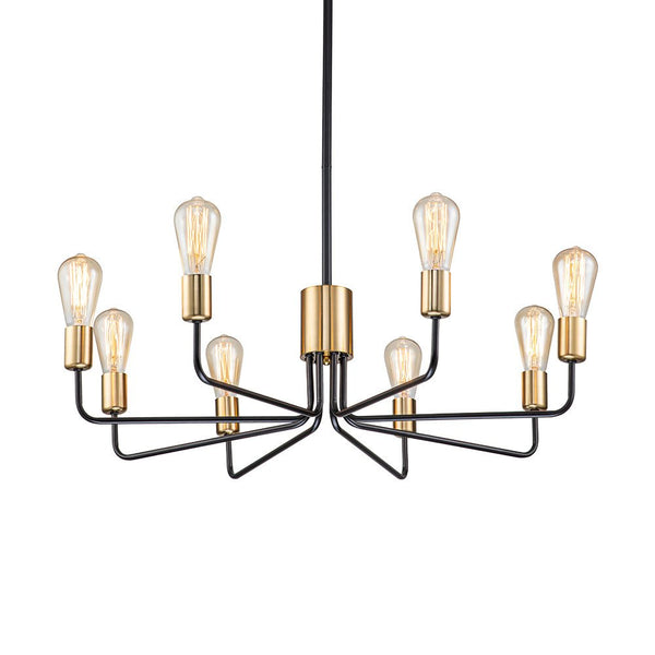 Chandelierias-Modern 8-Light Black & Gold Sputnik Chandelier-Chandeliers--