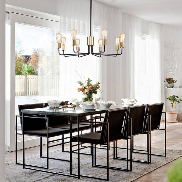 Chandelierias-Modern 8-Light Black & Gold Sputnik Chandelier-Chandeliers--
