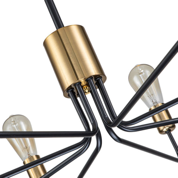 Chandelierias-Modern 8-Light Black & Gold Sputnik Chandelier-Chandeliers--