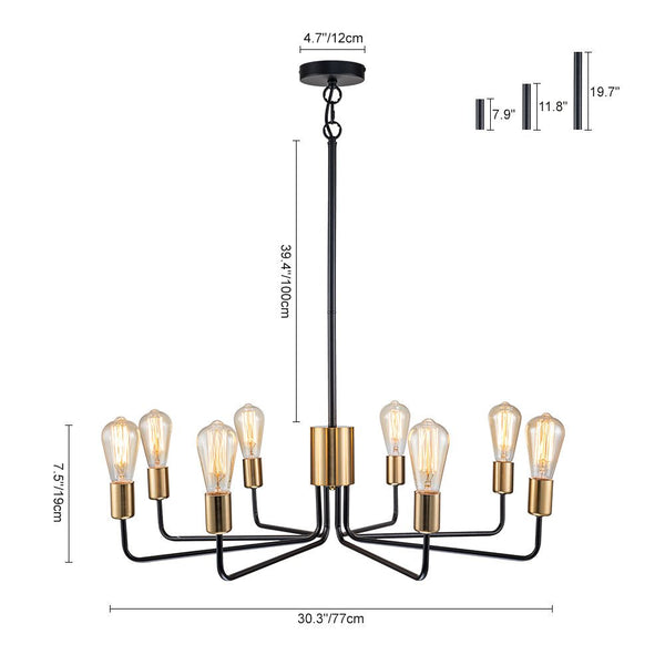 Chandelierias-Modern 8-Light Black & Gold Sputnik Chandelier-Chandeliers--