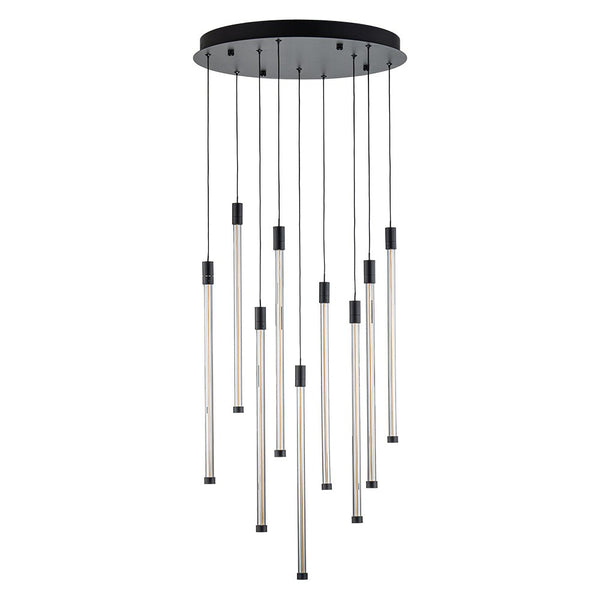 Chandelierias-Modern 9-Light Dimmable Strip LED Cylinder Chandelier-Chandelier-Black (Pre-order)-