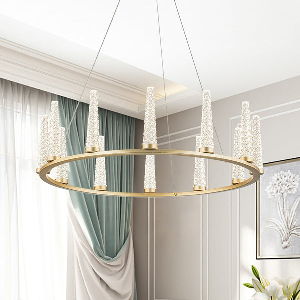 Chandelierias-Modern Acrylic Shade Dimmable LED Wagon Wheel Chandelier-Chandeliers-12-Light (Pre-order & Arrive in 3 Weeks)-