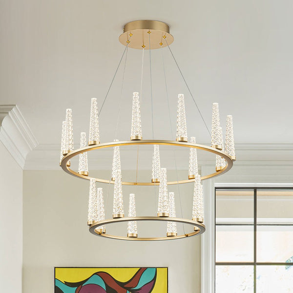 Chandelierias-Modern Acrylic Shade Dimmable LED Wagon Wheel Chandelier-Chandeliers-20-Light (Pre-order & Arrive in 3 Weeks)-