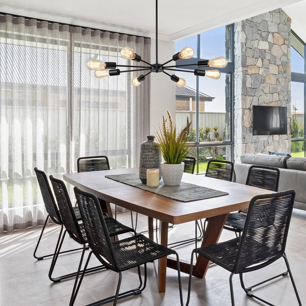 Chandelierias-Modern Adjustable Semi-Flush Sputnik Metal Chandelier-Chandeliers-Black & Brass-8 Bulbs