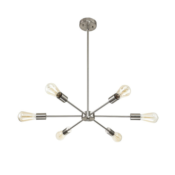 Chandelierias-Modern Adjustable Semi-Flush Sputnik Metal Chandelier-Chandeliers-Nickel-6 Bulbs