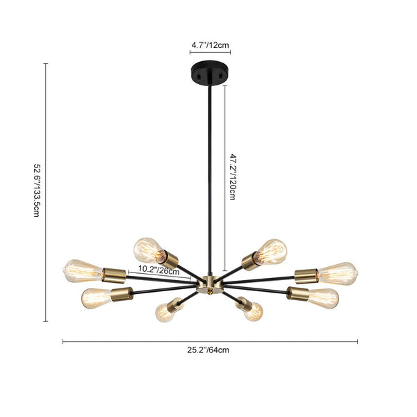 Chandelierias-Modern Adjustable Semi-Flush Sputnik Metal Chandelier-Chandeliers-Nickel-6 Bulbs