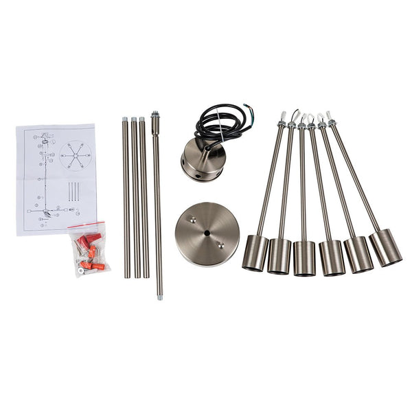 Chandelierias-Modern Adjustable Semi-Flush Sputnik Metal Chandelier-Chandeliers-Nickel-6 Bulbs
