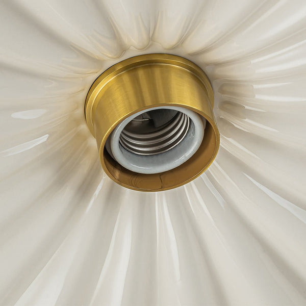 Chandelierias-Modern Aged Brass Single-Light Ruffled Semi-Flush Mount-Semi Flush-Aged Brass-