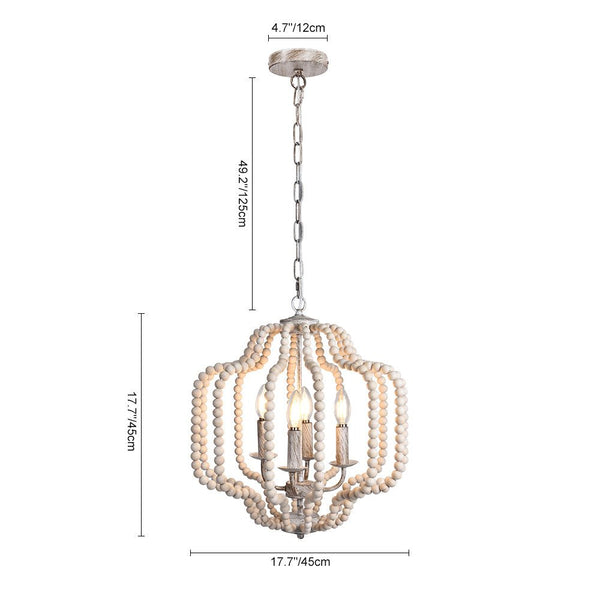 Chandelierias-Modern Bohemia Style 4-Light Wood Beads Chandelier-Chandeliers-Brown Wood Beads & Matte Black-