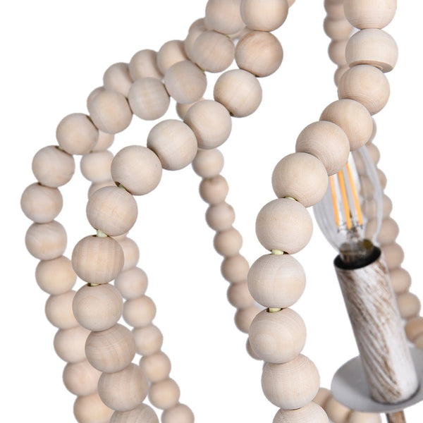 Chandelierias-Modern Bohemia Style 4-Light Wood Beads Chandelier-Chandeliers-Natural Wood Beads & Rough White-