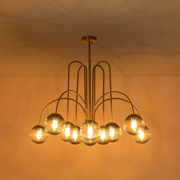 Chandelierias-Modern Brass 10-Light Gradient Glass Comet Chandelier-Chandeliers-Brass-