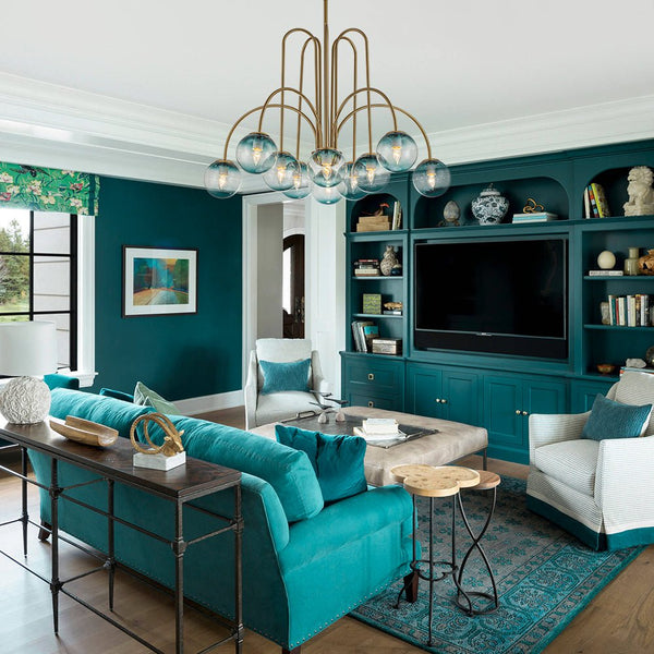Chandelierias-Modern Brass 10-Light Gradient Glass Comet Chandelier-Chandeliers-Brass-