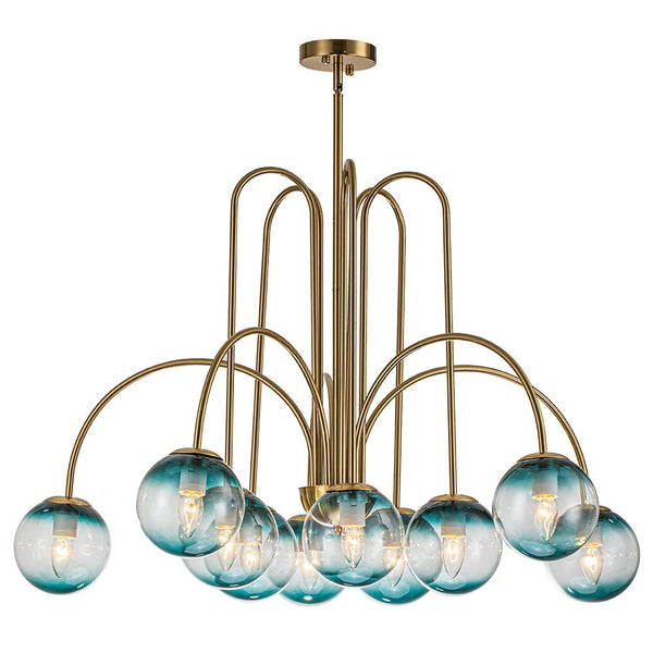 Chandelierias-Modern Brass 10-Light Gradient Glass Comet Chandelier-Chandeliers-Brass-