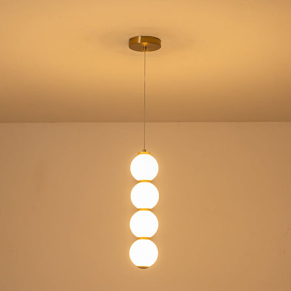 Chandelierias-Modern Brass Hanging 4-Sphere Abacus LED Pendant Light-Pendant-Brass (Pre-order)-