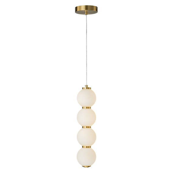 Chandelierias-Modern Brass Hanging 4-Sphere Abacus LED Pendant Light-Pendant-Brass (Pre-order)-