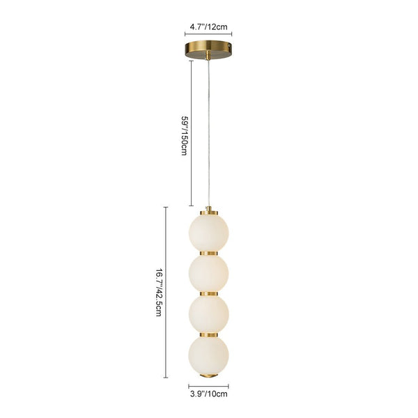 Chandelierias-Modern Brass Hanging 4-Sphere Abacus LED Pendant Light-Pendant-Brass (Pre-order)-