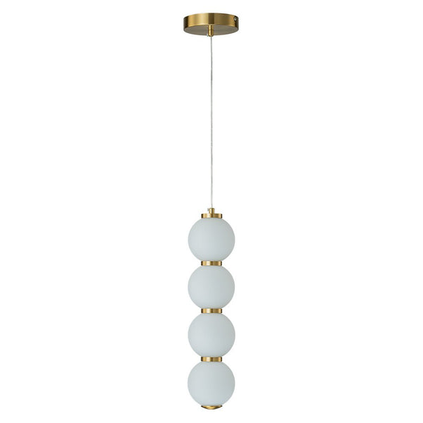 Chandelierias-Modern Brass Hanging 4-Sphere Abacus LED Pendant Light-Pendant-Brass (Pre-order)-