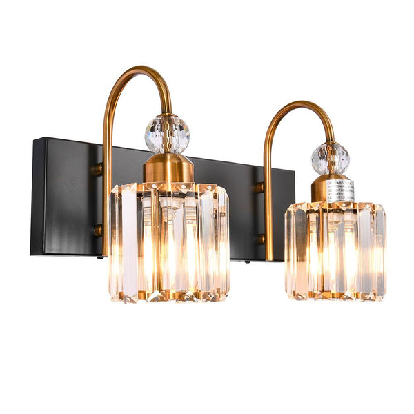 Chandelierias-Modern Crystal Vanity Light Bathroom Fixture-Wall Light-3 Bulbs-Chrome