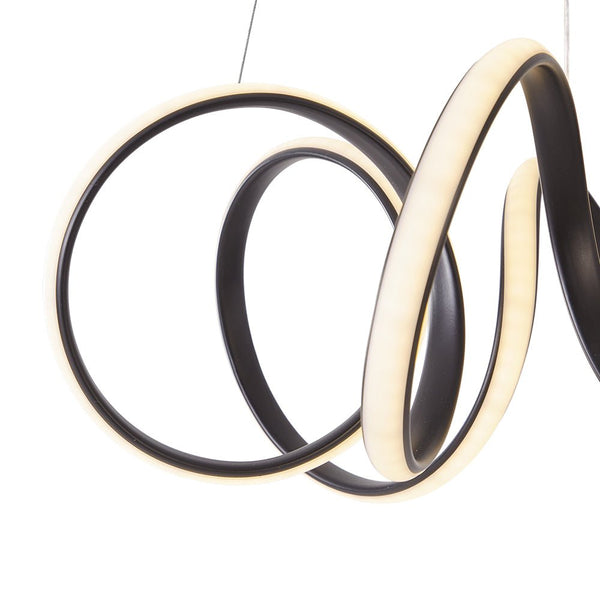 Chandelierias-Modern Curvy Loop Dimmable LED Pendant Light-Pendant-Black-