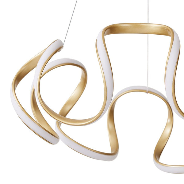Chandelierias-Modern Curvy Loop Dimmable LED Pendant Light-Pendant-Black-