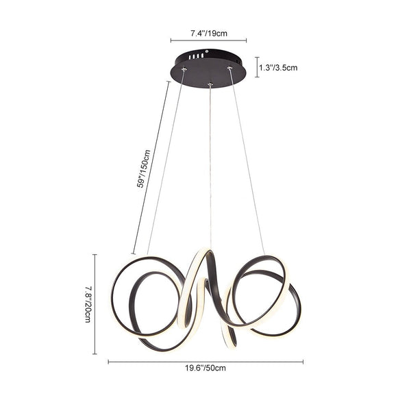 Chandelierias-Modern Curvy Loop Dimmable LED Pendant Light-Pendant-Black-