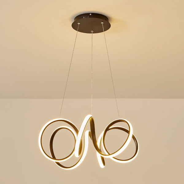 Chandelierias-Modern Curvy Loop Dimmable LED Pendant Light-Pendant-Black-