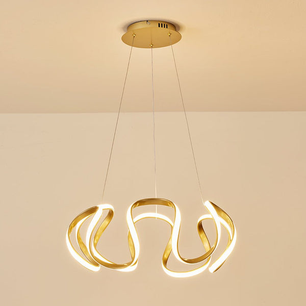 Chandelierias-Modern Curvy Loop Dimmable LED Pendant Light-Pendant-Black-